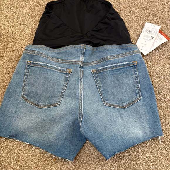 Isabel Maternity by Ingrid & Isabel Distressed Denim Midi Shorts - Picture 3 of 3